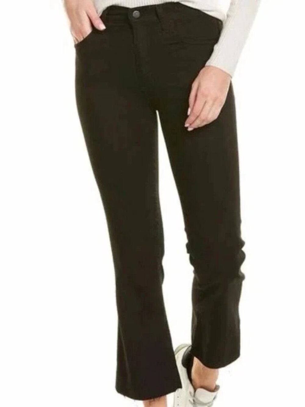 New Joe's High Rise 26" Crop Bootcut Jeans Raw Frayed Hems Bassie Black Wash 25